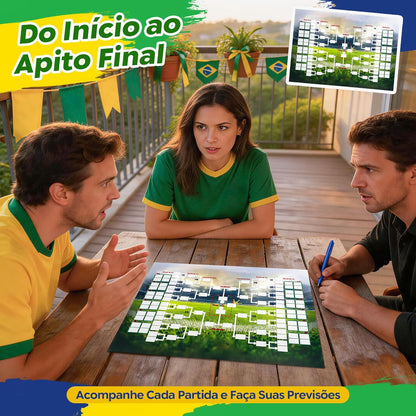 Kit Torcedor Brasil Copa do Mundo 2026 – 12 Peças Completo com Calendário de Jogos, Pintura Facial Hipoalergênica, Bandeira, Óculos, 2 Bastões Infláveis, Corneta e Caixa Presente – Em Busca do Hexa!